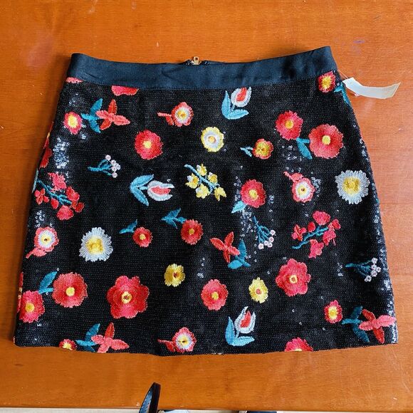 Promesa Mini Skirt Womens Size Small Sequin Colorful Floral NWT Spring Flowers - Picture 1 of 8